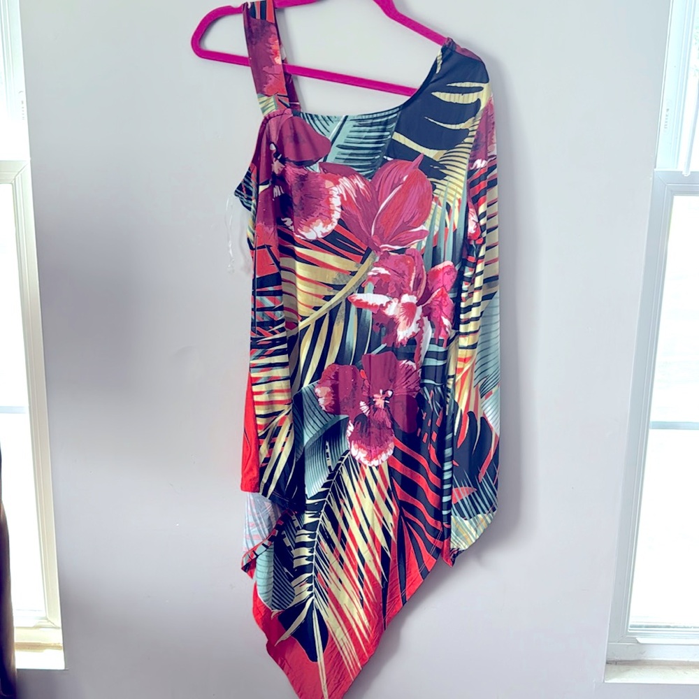 Floral Print One Sleeve Blouse